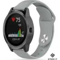 Strap-it Siliconen sport bandje - geschikt voor Garmin Vivoactive 3 / Vivoactive 5 / Vivomove HR / Venu / Venu SQ / Forerunner 245 / 570 - 42mm / 645 - grijs