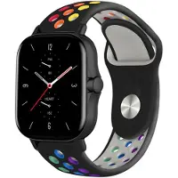 Strap-it Siliconen sport bandje - geschikt voor Xiaomi Amazfit GTS 1-2-3-4 - Mini / Amazfit Bip / Bip S / Bip Lite / Bip U Pro / Bip 3 / Amazfit GTR 42mm - zwart/kleurrijk