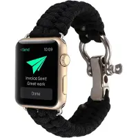 Strap-it Tough outdoor bandje - geschikt voor Apple Watch (Series 12/11/10), (Ultra 4/3/2/1), (SE 3/2/1), (Series 9/8/7/6/5/4) - 44/45/46/49mm - zwart - Special nylon rope bandje voor iWatch