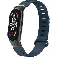 Strap-it TPU Smartwatch bandje - Geschikt voor Xiaomi Mi Band 7 TPU bandje met frame - donkerblauw - Horlogeband / Polsband / Armband
