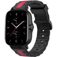 Strap-it Siliconen Special Edition bandje - geschikt voor Xiaomi Amazfit GTS 1-2-3-4 / Amazfit Bip / Bip Lite / Bip S / Bip U Pro / Amazfit GTR 42mm - zwart/rood/blauw