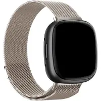 Strap-it Luxe Milanese band - Milanees bandje geschikt voor Fitbit Versa 3 / Fitbit Sense - sterrenlicht - Maat: Maat S