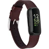 Strap-it Leer Smartwatch bandje - Geschikt voor Fitbit Inspire 3 leren bandje - donkerbruin - Horlogeband / Polsband / Armband