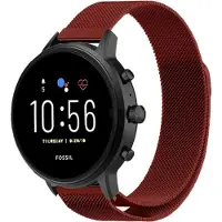Strap-it Milanees smartwatch bandje - geschikt voor Fossil Gen 5 / Gen 5e 44mm / Gen 6 44mm - rood