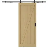 Vente-unique Zwevende schuifdeur in hout en MDF met opbouwsysteem - Licht naturel - H205 x L73 cm - BALERMA