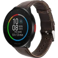 Strap-it Leren smartwatch bandje - geschikt voor Polar Pacer / Unite / Ignite / Ignite 2 / Ignite 3 - donkerbruin