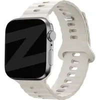 Strap-it Bandz Siliconen bandje 'Single Link' - geschikt voor Apple Watch Series 1/2/3/4/5/6/7/8/9/10/11/SE/SE2/SE3 - kleine maten: 38 / 40 / 41 / 42mm - sterrenlicht/starlight