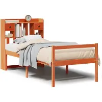 vidaXL Bed met boekenkast zonder matras grenenhout wasbruin 75x190 cm