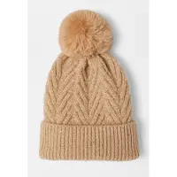 Damart - Wollen muts met pompon - Dames - Beige - Eén maat