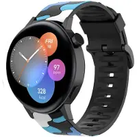 Strap-it Siliconen camouflage bandje - geschikt voor Huawei Watch GT 2 42mm / GT 3 42mm / GT 3 Pro 43mm - blauw