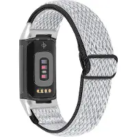 Strap-it Activity tracker bandje - elastisch nylon bandje geschikt voor Fitbit Charge 3 / Fitbit Charge 4 - zwart/wit