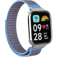 Strap-it Nylon smartwatch bandje - Comfortabele nylon band met klittenbandsluiting geschikt voor Xiaomi Redmi Watch 3 Active / Lite - azure blauw