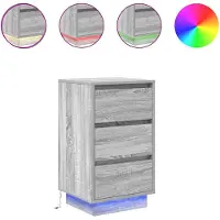 vidaXL Nachtkastje met LED-verlichting 38x34x65 cm grijs sonoma