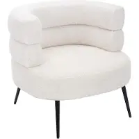 Vente-unique Fauteuil van witte boucléstof CAMEDO