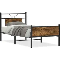vidaXL Bedframe zonder matras hout gerookt eikenkleurig 75x190 cm