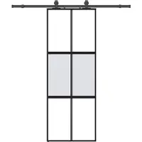 vidaXL Schuifdeur met beslagset 76x205 cm gehard glas zwart