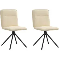 vidaXL Eetkamerstoelen 2 st stof crèmekleurig