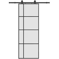 vidaXL Schuifdeur met beslagset 76x205 cm ESG glas zwart