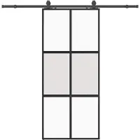 vidaXL Schuifdeur met beslagset 90x205 cm gehard glas zwart