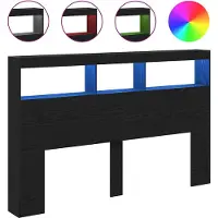 vidaXL Hoofdbordkast met LED 160x17x102 cm eikenkleurig zwart