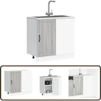 vidaXL Spoelbakonderkast - Lucca - Grijs Sonoma Eiken Spoelbakonderkast - Keukenkasten - Houten Kast - Grensloos Design - Opslagruimte