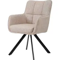 LivingFurn Eetkamerstoel Tori - Zalm/Zwart - Stof & Staal - Set van 2