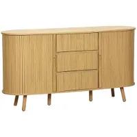Sweeek Scandinavisch dressoir met 2 schuifdeuren en 3 lades 150cm Naturel