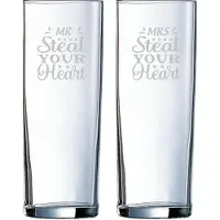 Arcoroc Gegraveerde set longdrinkglazen 31cl Mr. Steal your heart - Mrs. Steal your heart