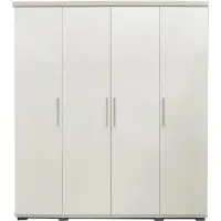 Interiax Kledingkast 'Mila' – 4 Deuren, 1 Hanger & 6 Legplanken | Wit | 183x160x52cm