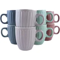 OTIX Koffiekopjes - met Oor - Set van 8 - Koffietassen - 150ml - Theemok - Aardewerk - MOSS