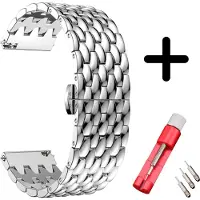 Strap-it stalen draak bandje zilver + toolkit - geschikt voor Xiaomi Amazfit GTS / GTS 2 / GTS 3 / GTS 4 / Bip / Bip Lite / Bip S / Bip U Pro