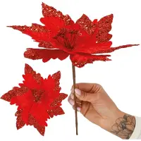 Springos Kunstbloem | Kerst | Ster van Bethlehem | Rood | Glitters