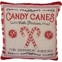 Clayre & Eef Kussenhoes 44x44 cm Beige Rood Polyester Zuurstok Kerst