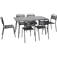 Sweeek - Opklapbare tuintafel en 6 stoelen metaal - amélia