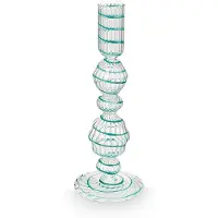 Pip studio - Kandelaar - Woonaccessoires - Licht Blauwe kaarsenhouder - Glas Swirl - 22cm