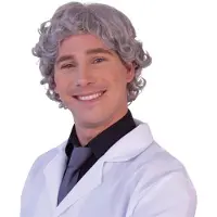 Comedia Carnaval verkleed pruik - Frivole dude - grijs - kort krullend haar - heren - opa - oude man