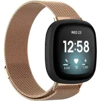 Strap-it Luxe Milanese band - Milanees bandje geschikt voor Fitbit Versa 3 / Fitbit Sense - rosé goud - Maat: Maat S