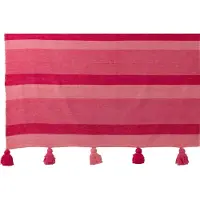 J-Line Plaid strepen+kwastjes katoen roze