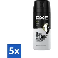Axe - Deodorant Spray - 72hrs Anti Sweat - Anti White Marks - Gold - 150 ml - Bulkverpakking - 5 stuks
