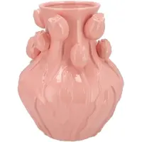DK Design Bloemenvaas Mara - roze - 24 x 24 x 27 cm - tulpvormige hals - moderne vaas