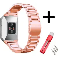 Strap-it Stalen schakel bandje - geschikt voor Fitbit Ionic - rosé goud + inkort toolkit