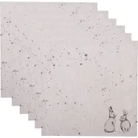 Clayre & Eef Servetten Katoen Set van 6 40x40 cm Beige Grijs Katoen Konijn