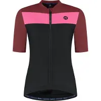 Rogelli Core Block Fietsshirt Dames - Korte Mouwen - Wielrenshirt - Zwart/Bordeaux - Maat M