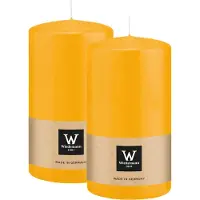 Wiedemann Cilinderkaars/stompkaars - 2x - geel - 13 x 7 cm - 52 branduren - zuilkaarsen