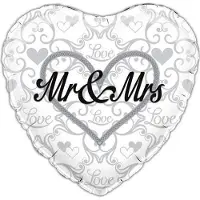 Partyxplosion Folie ballon Mr & Mrs holografisch 18 inch (45cm)