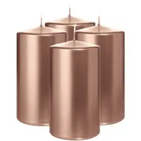 Wiedemann Cilinderkaars/stompkaars - 4x - metallic roségoud - 13 x 7 cm - 52 branduren - zuilkaarsen
