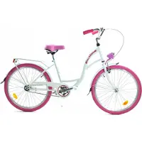 Viking Choice Dallas City Junior Meisjesfiets 24 inch - Roze/Wit - Robuuste Stadsfiets