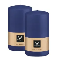 Wiedemann Cilinderkaars/stompkaars - 2x - donkerblauw - 12 x 6 cm - 33 branduren - zuilkaarsen