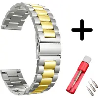 Strap-it bandje staal zilver/goud + toolkit - geschikt voor Huawei Watch GT 2 42mm / GT 3 42mm / GT 3 Pro 43mm
