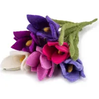Sjaal met Verhaal Bloemen Wolvilt - Krokus Set 6 Stuks - Wit&Roze&Lila&Fuchsia&Paars&Cyclaam - 25cm - Duurzaam & Fairtrade Homedecoratie